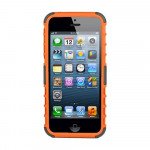 Wholesale iPhone 5 5S TPU+PC Dual  Hybrid Case with Stand (Black-Orange)
